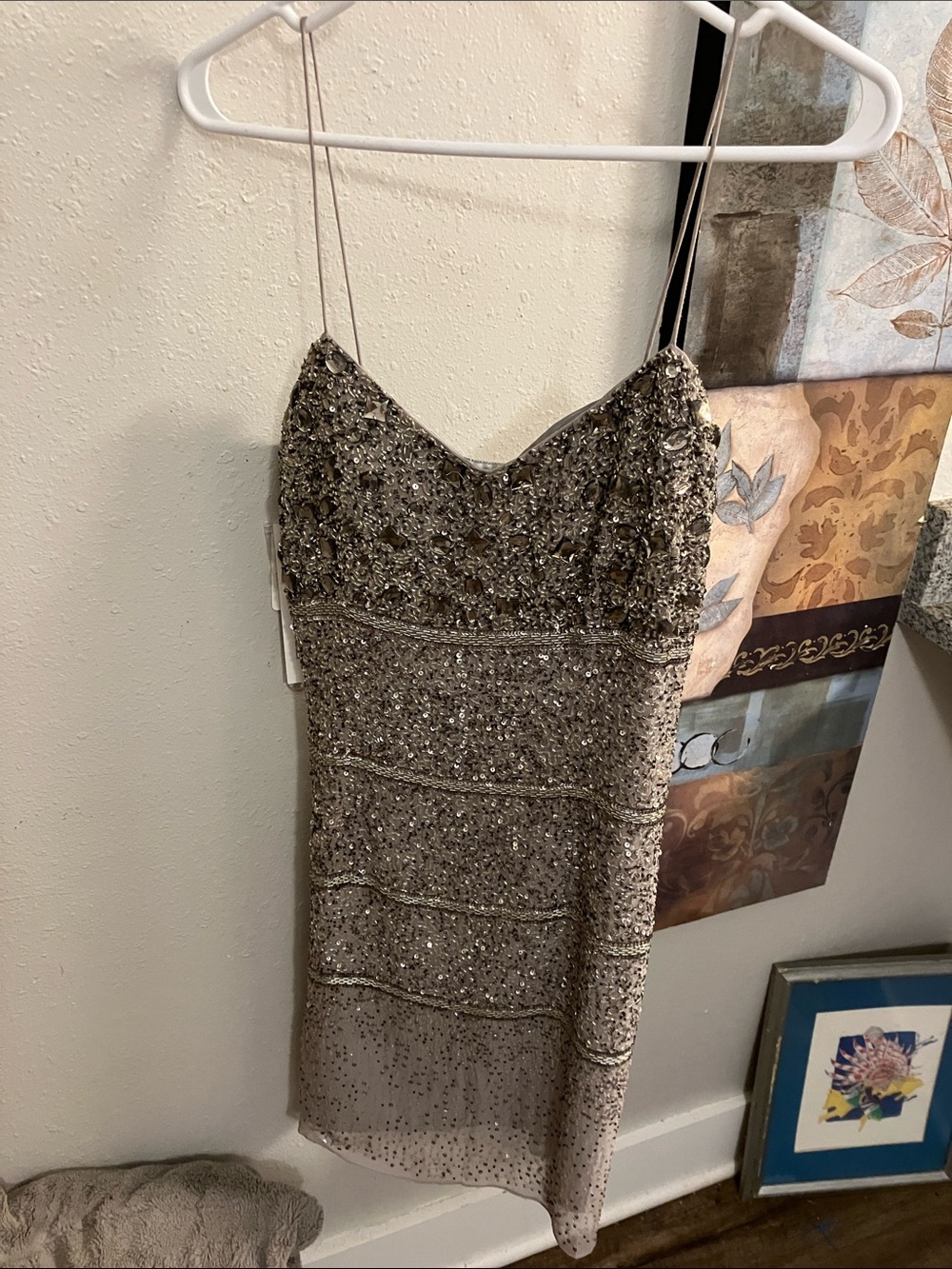 Aidan Mattox Silver Beaded Evening Dress Sexy Gorgeous Mini Size 10! NWTs!
